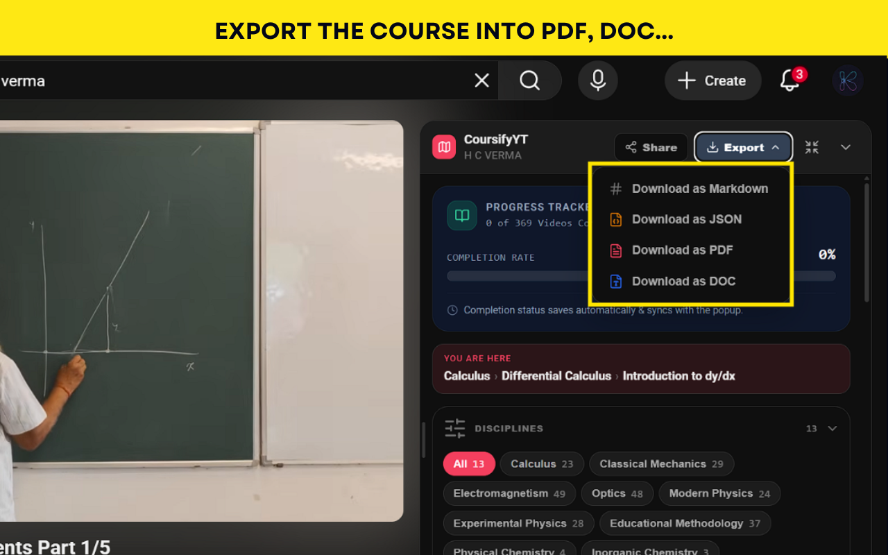 Export the whole course